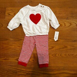 NEW Cat & Jack Valentine Heart 2 piece set 18 months